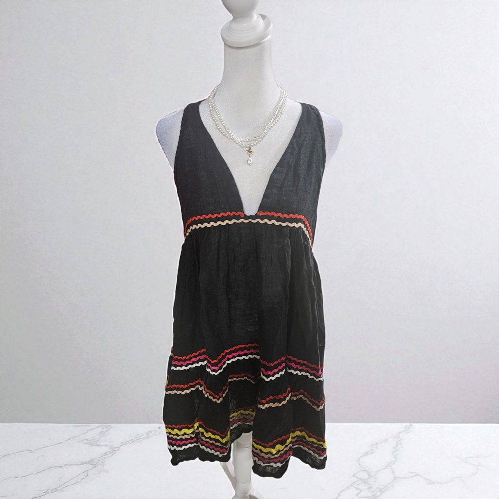Linen Muche et Muchette Black Sleeveless cover up/dress Size Small